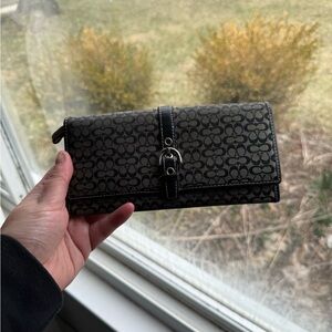 Coach Signature Pattern Wallet in Black